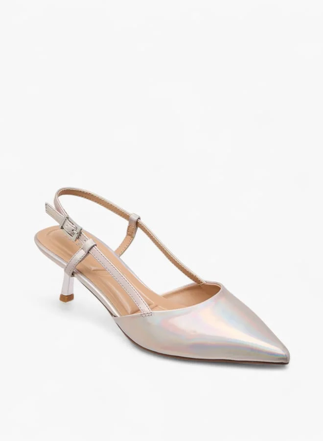 سيليست Women's Mules with Hook and Loop Closure and Kitten Heel