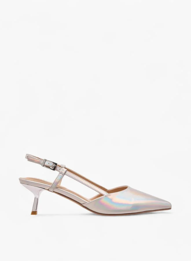 سيليست Women's Mules with Hook and Loop Closure and Kitten Heel
