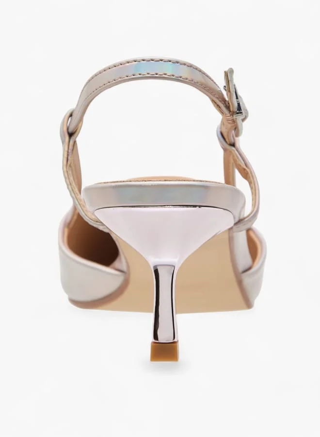 سيليست Women's Mules with Hook and Loop Closure and Kitten Heel