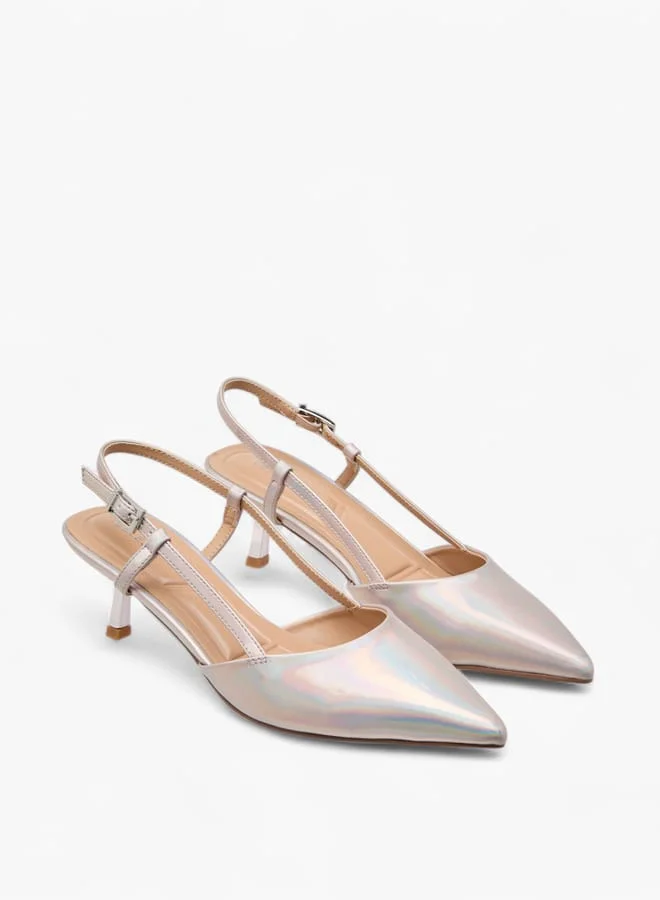 سيليست Women's Mules with Hook and Loop Closure and Kitten Heel