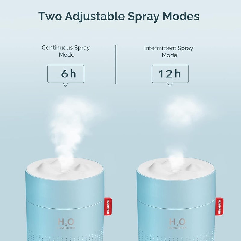 MOVTIP Portable Mini Cool Mist Humidifier, 500ml USB Personal Desktop Humidifier for Baby Bedroom Travel Office Home, Auto Shut-Off, 2 Mist Modes, Super Quiet, Blue - Image 4