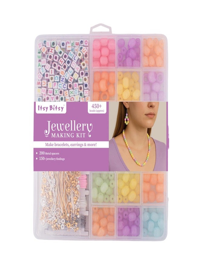 إتسي-بيتسي مجموعة أدوات صنع المجوهرات من Itsy Bitsy My Beads Studio، صندوق مجموعة ألوان باستيل، مجموعة حرف يدوية بالخرز للأطفال والكبار، لصنع الأساور والقلائد والتعليقات، صندوق إبداعي متكامل - Image 1