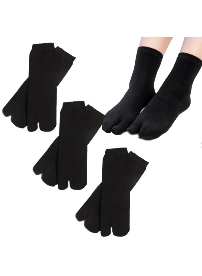 3 Pairs Japanese Kimono Flip Flop Sandal Split Two Toe Tabi Ninja Casual Socks, Unisex