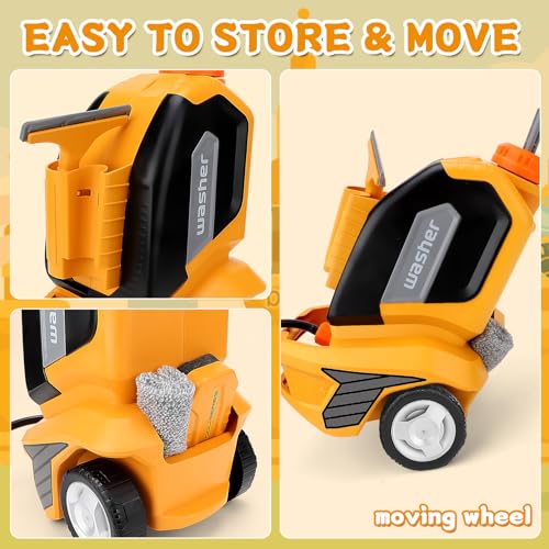 deAO Kids Clean Car Wash Toy with Scraper Sponge Towel,Rag,Toddler Pretend Play Tools Role Playing Toy Kids Cleaning Set Gift for Boys Girls - Image 3