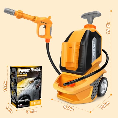 deAO Kids Clean Car Wash Toy with Scraper Sponge Towel,Rag,Toddler Pretend Play Tools Role Playing Toy Kids Cleaning Set Gift for Boys Girls - Image 4