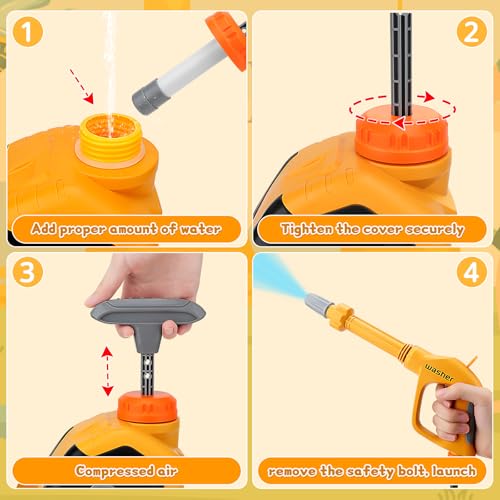 deAO Kids Clean Car Wash Toy with Scraper Sponge Towel,Rag,Toddler Pretend Play Tools Role Playing Toy Kids Cleaning Set Gift for Boys Girls - Image 2