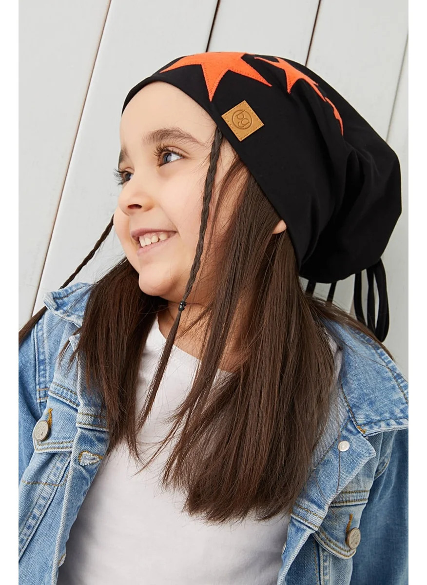 Babygiz Orange Black Girl Child Baby Hat Beanie Soft Double Layer Sports Cotton Combed Cotton