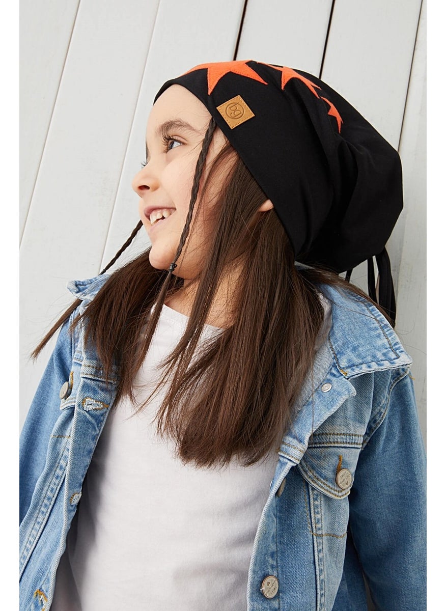 Babygiz Orange Black Girl Child Baby Hat Beanie Soft Double Layer Sports Cotton Combed Cotton  - Image 2