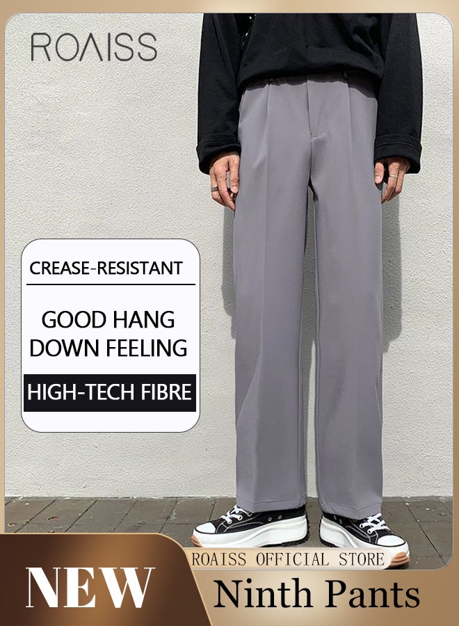 roaiss Men's Suit Pants with Loose Straight Vertical Version Casual Trousers for Students - Image 2