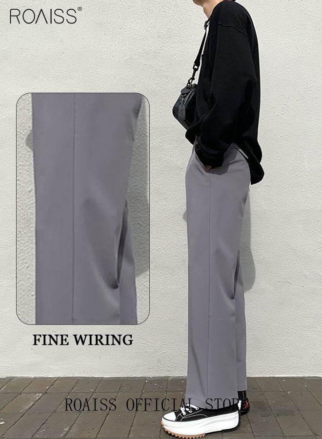 roaiss Men's Suit Pants with Loose Straight Vertical Version Casual Trousers for Students - Image 5