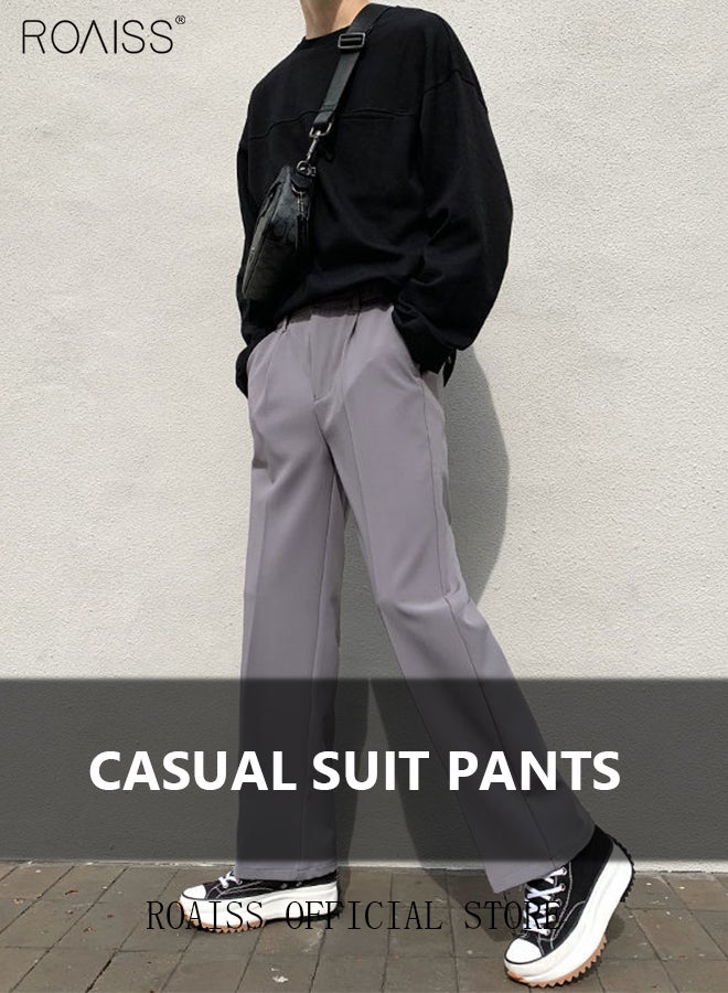roaiss Men's Suit Pants with Loose Straight Vertical Version Casual Trousers for Students - Image 4