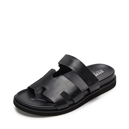 Steve Madden Men's Maiven Leather Fashion Slide Sandal, Black, 12 M - Image 1
