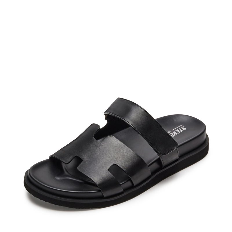 Steve Madden Men's Maiven Leather Fashion Slide Sandal, Black, 12 M - Image 3