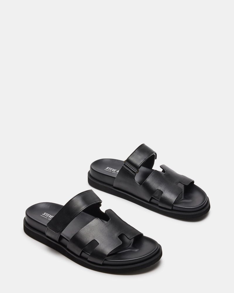 Steve Madden Men's Maiven Leather Fashion Slide Sandal, Black, 12 M - Image 2