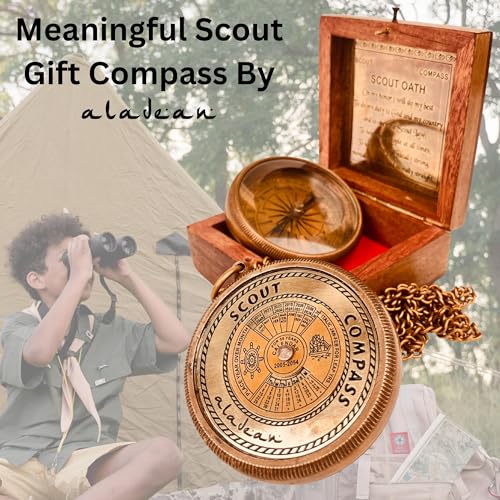 ALADEAN Gift for Scouts Memorial Boys & Men - Engraved Compass Scout Oath in Wood Box Scout Camping Compass Gift Orienteering Compass, Hiking Backpacking Compass Gift, 50 Year calander (#1 Scout Compass) - Image 4