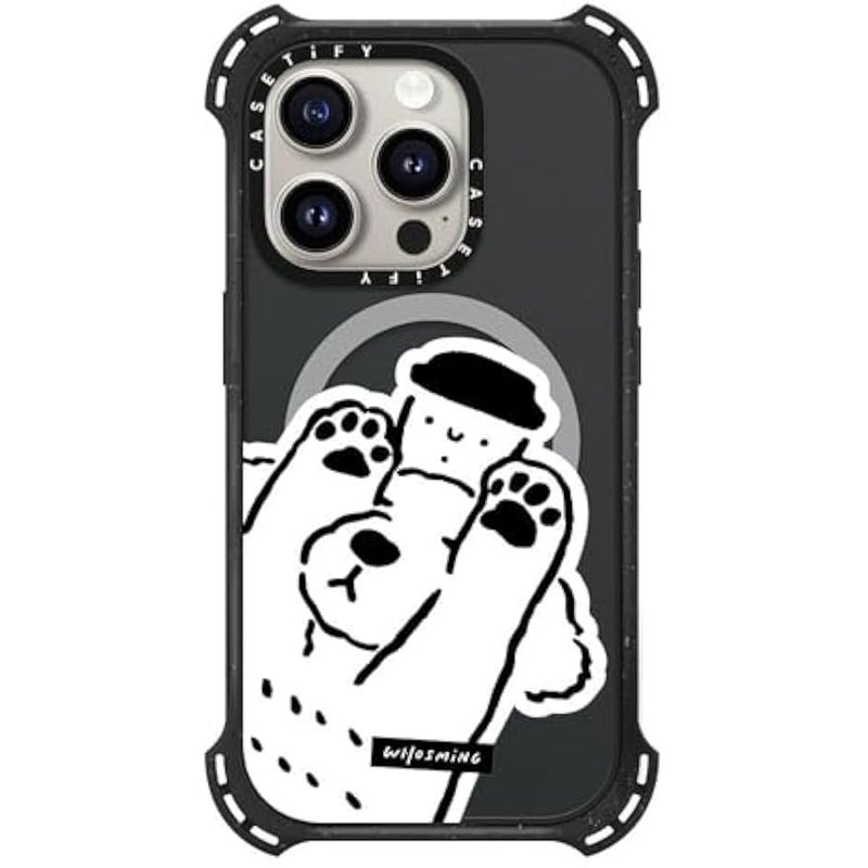 Casetify Bounce iPhone 15 Pro Case 【6X Military Grade Drop Tested / 21.3ft Drop Protection/Compatible with Magsafe】 - Dog Loves Coffee - Triple Black - Image 1