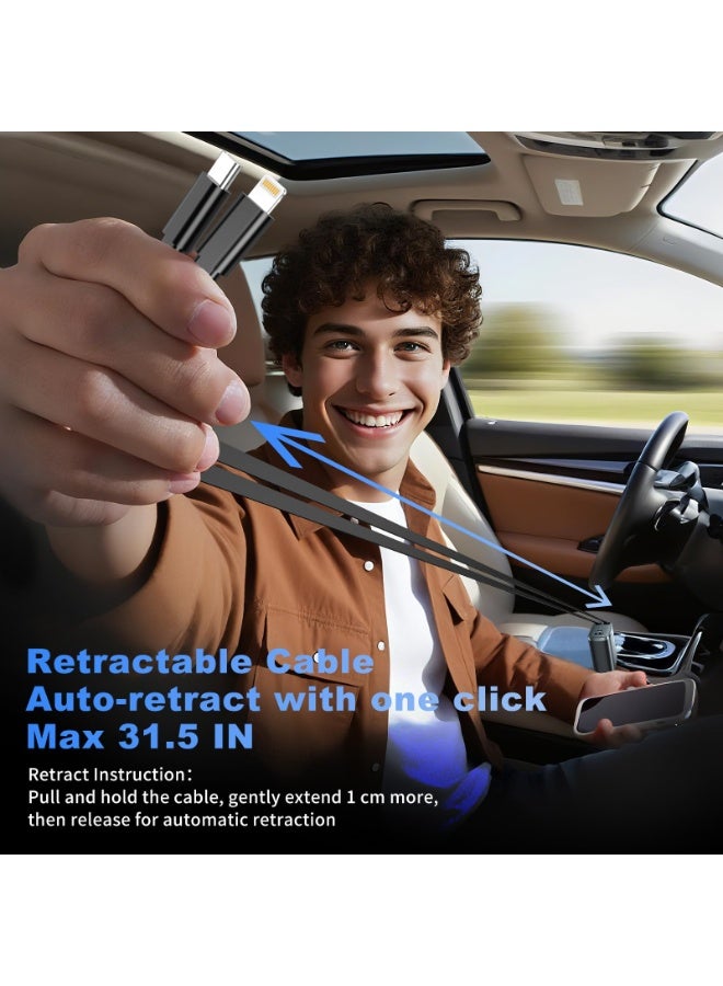 New 110W Ultra Fast Car Charger with 4 Ports and Retractable Cable for Multiple Phones - Image 3