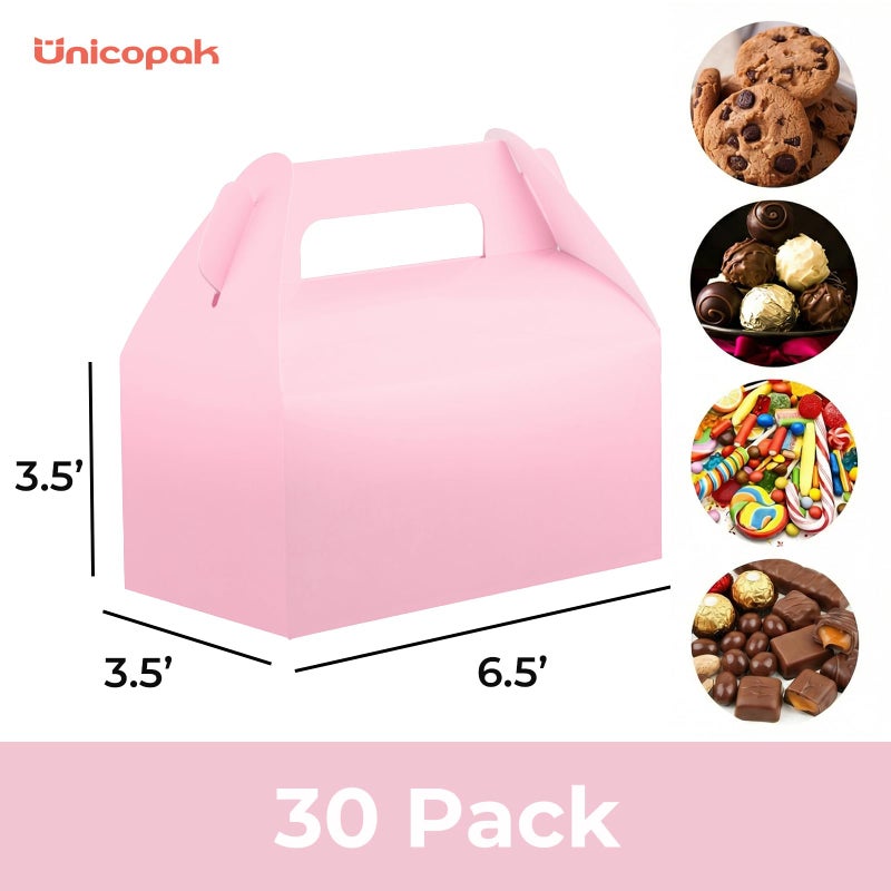 UnicoPak 30 Pack Pink Gable Treat Boxes Party Favor Boxes, Goodie Bag Boxes for Treats Cookies Candies, Ideal for Birthday, Pink Party Favors, Baby Shower, Valentine's Day â€“ 6.5x3.5x3.5 Inches - Image 2