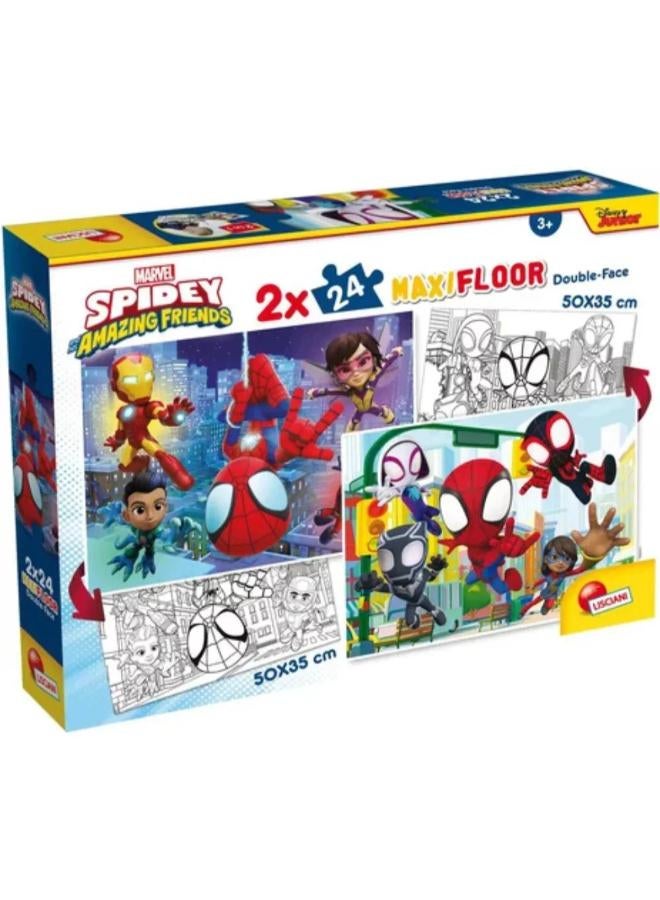 Lisciani Marvel Spidey Double-Face Maxi Floor Puzzle - 2×24 Pieces - Image 1