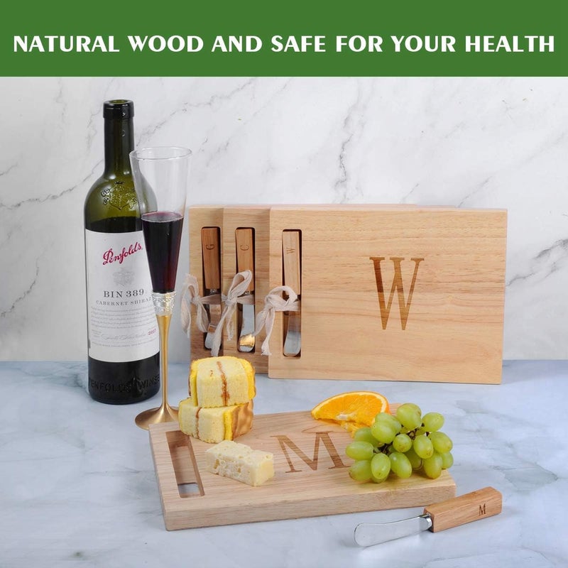 Miicol Wood Charcuterie Board, Monogram Cheese Board 10 Inch, Personalized Initial Cutting Board with Spreader, Unique Housewarming Gift, Ideal for Kitchen, Home, Letter M - Image 4