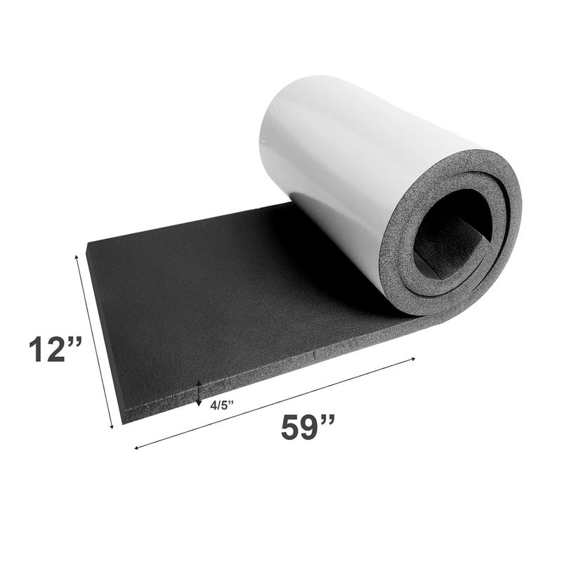 DGSL Neoprene Adhesive Foam Sheets, 12'' W x 59'' L x 4/5'' Thick Sponge Self Adhesive Rubber Padding Sheet Closed Cell Foam Sheet Roll for DIY, Multi-Function Soundproof Rubber Mat, Black - Image 2