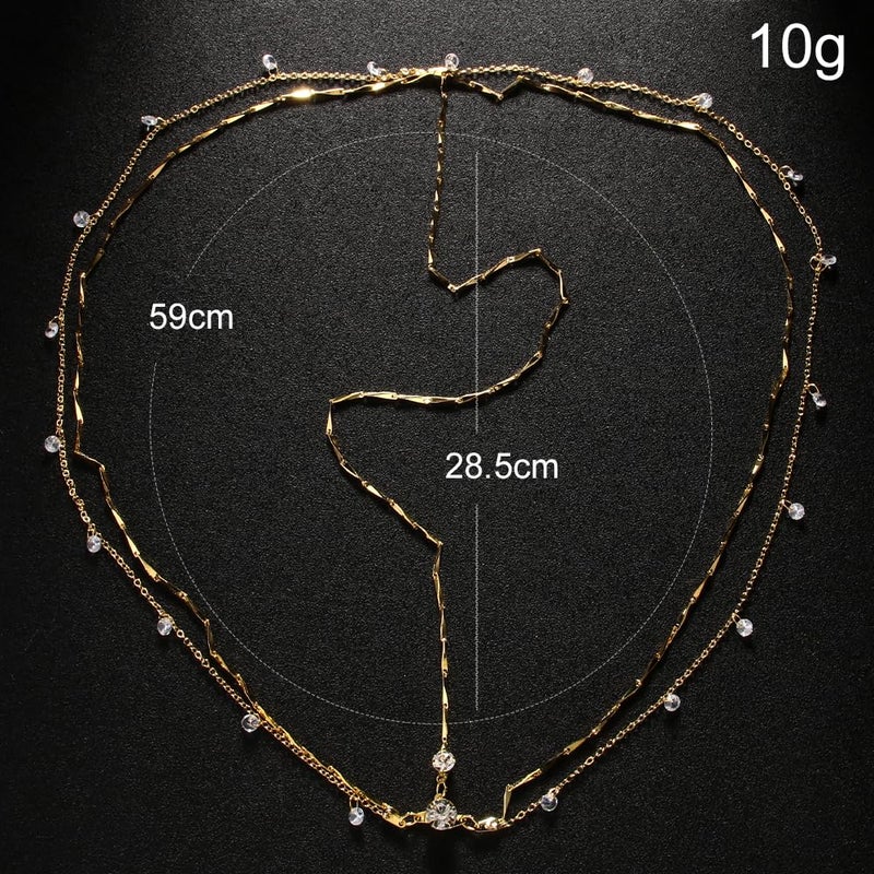 STONEFANS Rhinestone Head Chain Gold Bride Headpiece Wedding Headbands Chain Layered Festival Prom Hair Accessories for Women And Girls (Gold) - Image 2