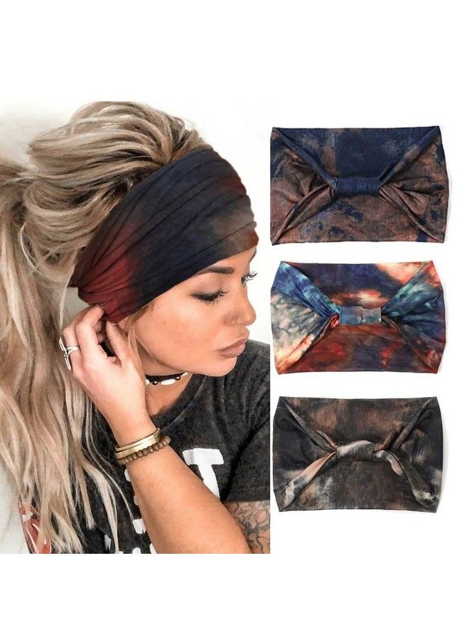 GORTIN 3 Pack Boho Wide Headbands African Style Turban Head Bands Leopard Stretch Knotted Head Wraps Floralelastic Yaga Hair Bands Outdoor Sweatbands Fashion Hair Accessory For Black Women And Girls (Set 6) - Image 2