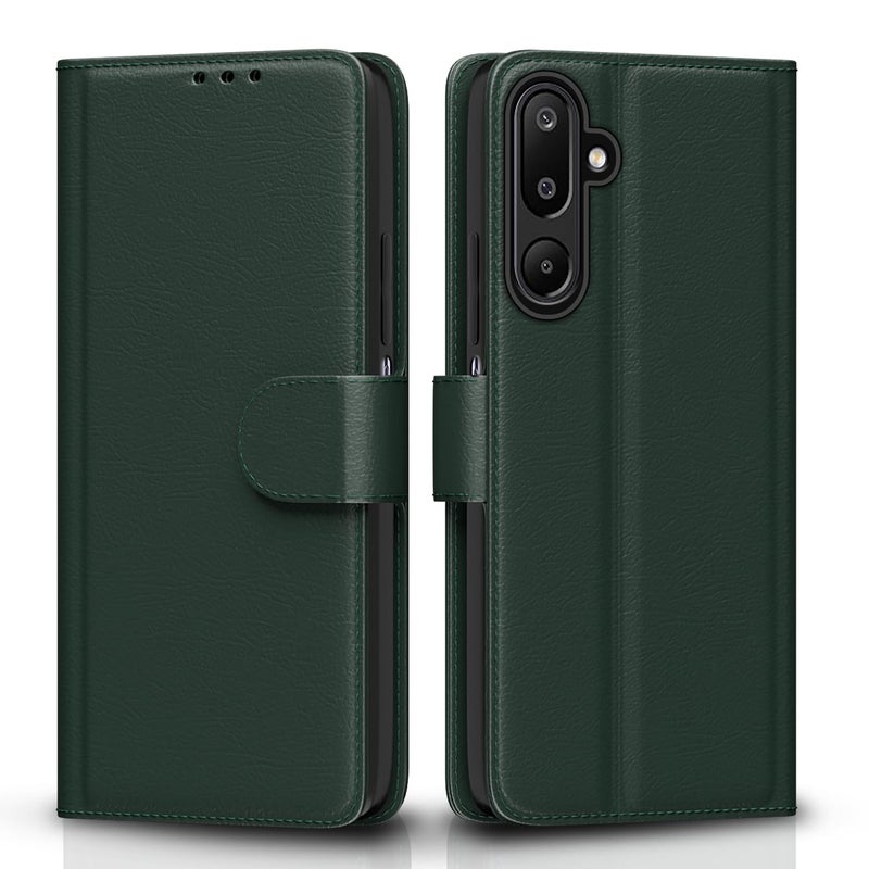 Pikkme Flip Cover for Samsung Galaxy M16 5G Leather Finish | Inside TPU with Card Pockets | Wallet Stand and Shock Proof | Complete Protection Flip Case(Green) - Image 1
