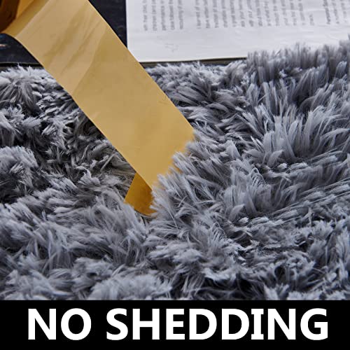 FJZFING Grey Round Rug Ultra-Soft Plush Modern 6x6 Circle Area Rug for Kid's Bedroom, Fluffy Shag Circular Rug for Nursery Room, Non-Slip Home Decor Cute Grey Carpet for Teen's Room - Image 4