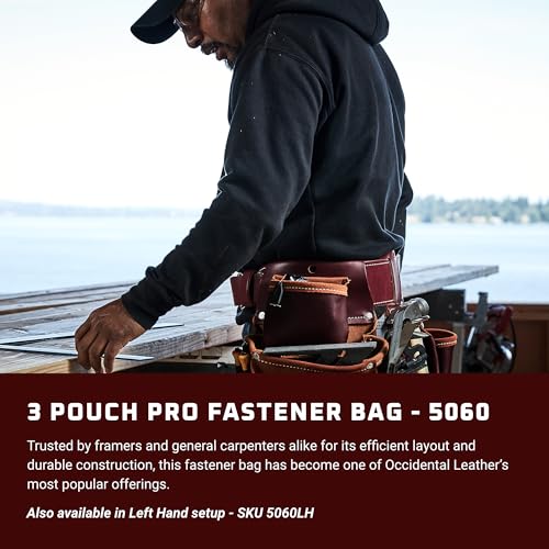 Occidental Leather 3 Pouch Pro Fastener Bag - Cafe - 9 Pockets & Tool Holders - Made in USA - Image 2
