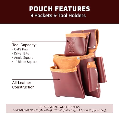 Occidental Leather 3 Pouch Pro Fastener Bag - Cafe - 9 Pockets & Tool Holders - Made in USA - Image 3