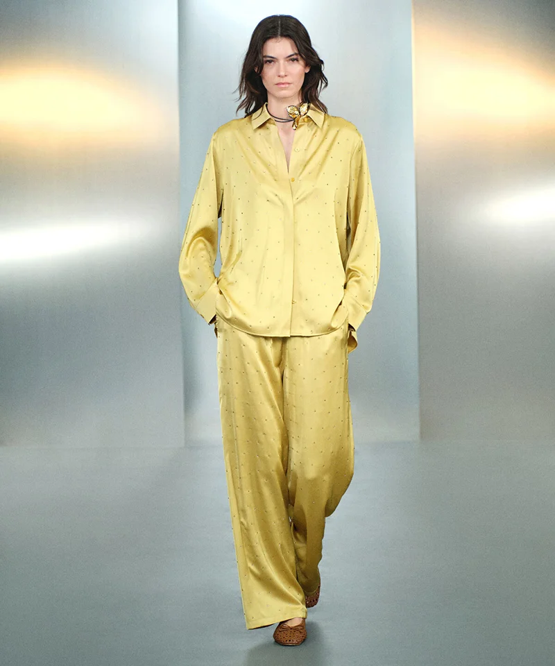 ابيكول Wide-Leg Trousers With Rhinestones