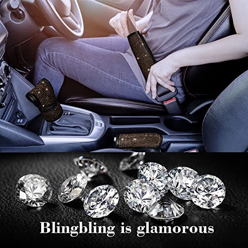 JINGSEN 11 Pcs Bling Car Accessories Set,Bling Car Accessories Set for Women,Steering Wheel Cover for Women Universal Fit 15 Inch,Rhinestone Center Console Cover(Champagne) - Image 4