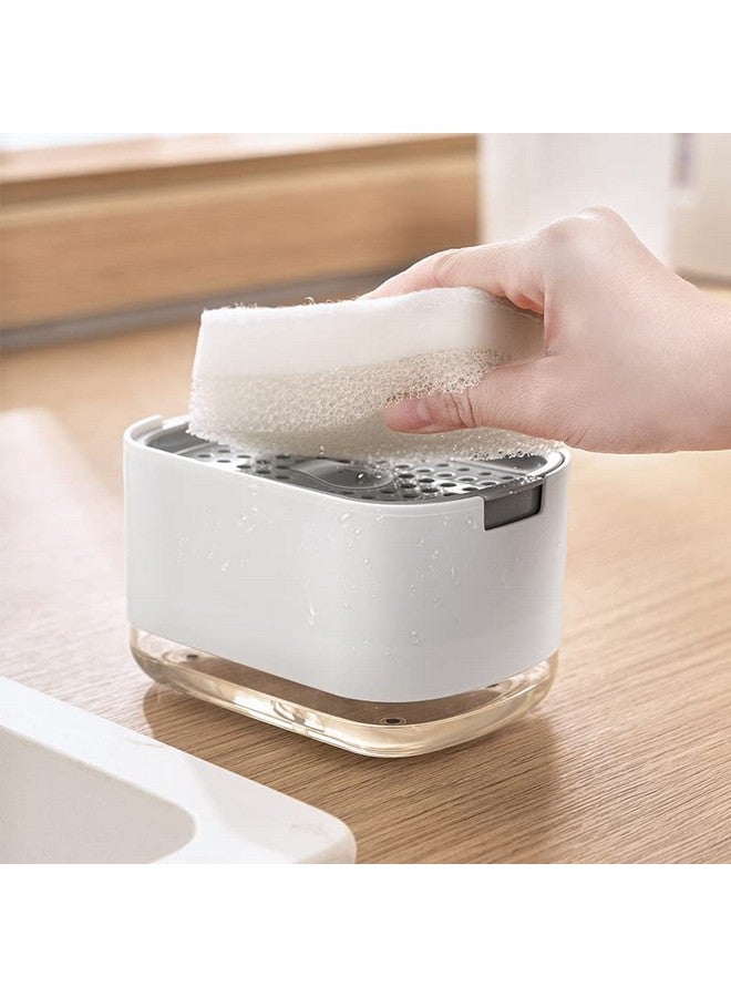 Nyarra Abs Soap Dispenser For Kitchen With Sponge Holder 300Ml,Hollow Design,Durable&Smooth Body,Rust Proof,2 In 1 Liquid Soap Dispenser,Sink Dish Washing Soap Dispenser Set [Nr-1861] - Image 1