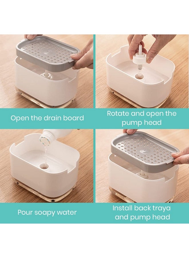 Nyarra Abs Soap Dispenser For Kitchen With Sponge Holder 300Ml,Hollow Design,Durable&Smooth Body,Rust Proof,2 In 1 Liquid Soap Dispenser,Sink Dish Washing Soap Dispenser Set [Nr-1861] - Image 4