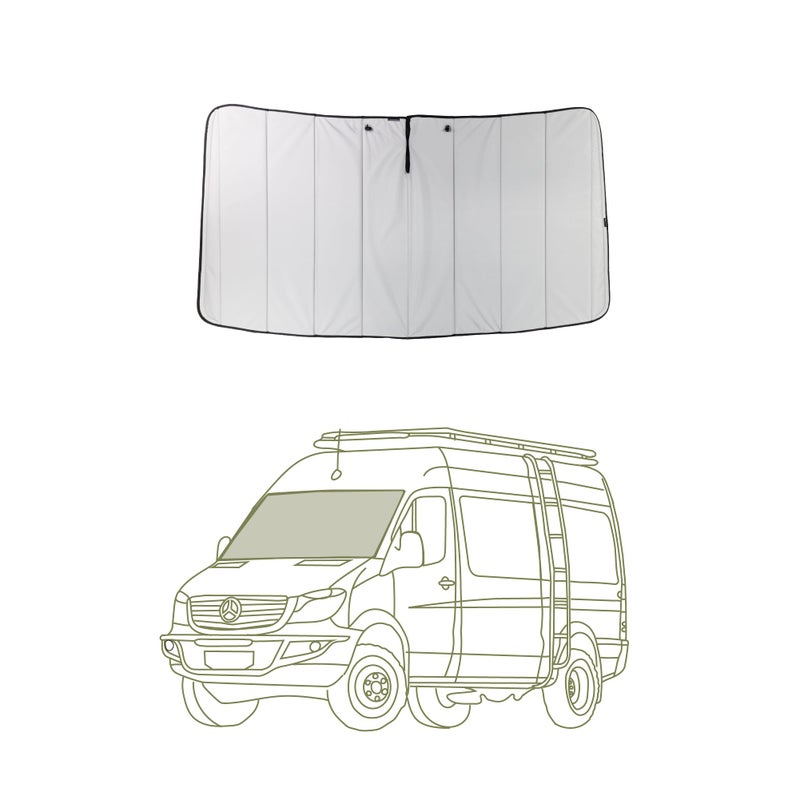 VanEssential Insulated Magnetic Blackout Front Windshield Cover Designed for MercedesBenz NCV3VS30 Van Years 2007 to Current Cool Gray
