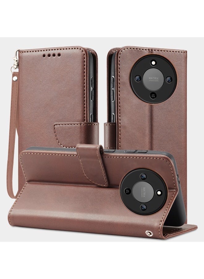 ICARLUS For Honor X9d 5G Case PU Leather Calf Texture Phone Cover - Brown - Image 1