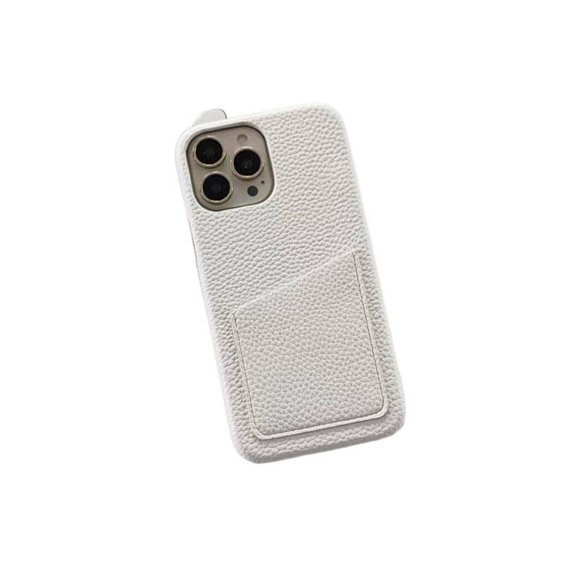 غطاء واقي بملمس جلد لـ iPhone 17 / 17 Air / 17 Pro / 17 Pro Max مع حامل بطاقات وحماية من السقوط مع مقاوم للصدمات مع ملمس جلد مع تصميم نصف تغطية باللون أبيض باللون الأبيض - Image 1
