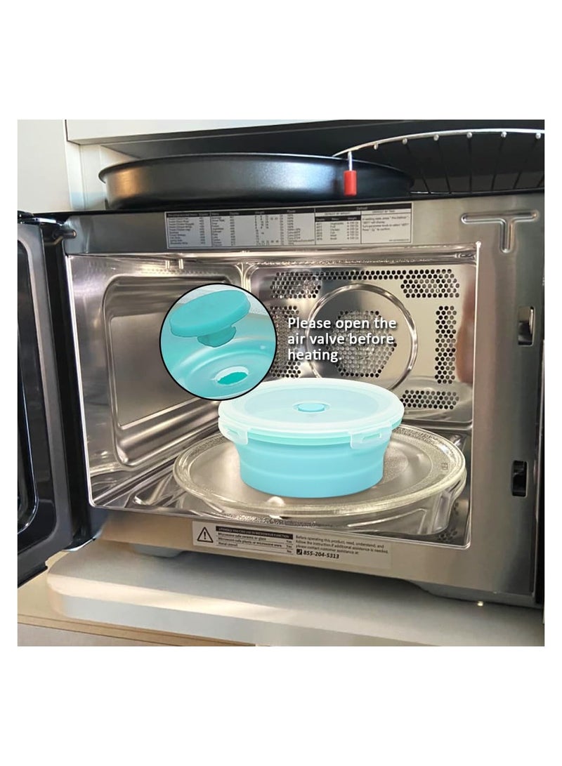 SOLARAE 3 قطع حاويات تخزين الطعام القابلة للطي، حاويات تخزين الطعام من السيليكون السميك، أوعية تخييم قابلة للطي (500 مل، 800 مل، 1200 مل)، حاويات حفظ الخضار القابلة للتكديس للثلاجة - Image 3