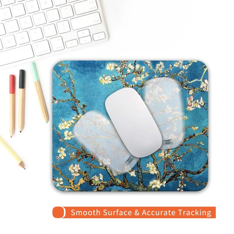 Armanza Square Mouse Pad Apricot Flower, Personalized Premium-Textured Custom Mouse Mat Design, Washable Mousepad Cloth, Non-Slip Rubber Base Computer Mouse Pads for Wireless Mouse - Image 4