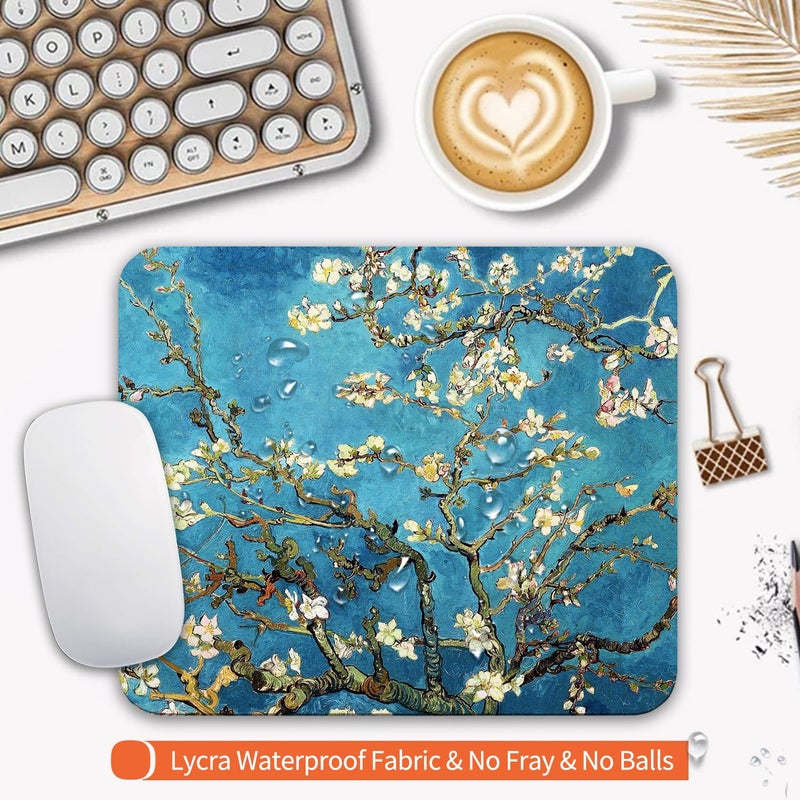 Armanza Square Mouse Pad Apricot Flower, Personalized Premium-Textured Custom Mouse Mat Design, Washable Mousepad Cloth, Non-Slip Rubber Base Computer Mouse Pads for Wireless Mouse - Image 3