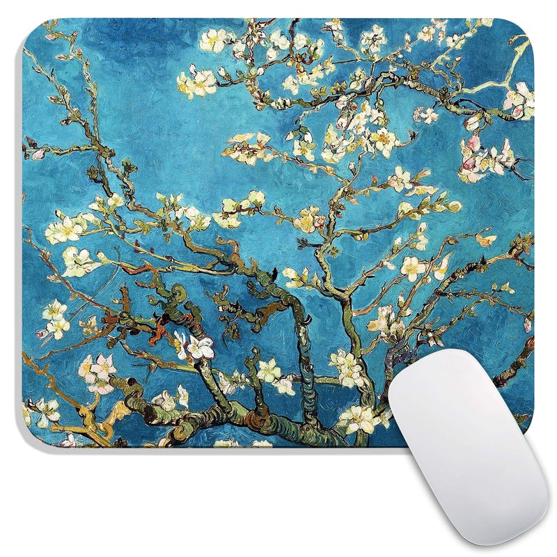 Armanza Square Mouse Pad Apricot Flower, Personalized Premium-Textured Custom Mouse Mat Design, Washable Mousepad Cloth, Non-Slip Rubber Base Computer Mouse Pads for Wireless Mouse - Image 1