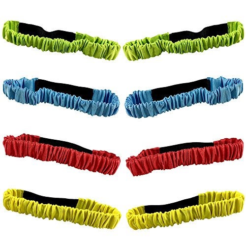 ZXSWEET 8PCS 3Legged Race Bands Elastic Tie Rope with 4 Assorted Colors Perfect for Relay Race Game Carnival Field Day Backyard - Image 1