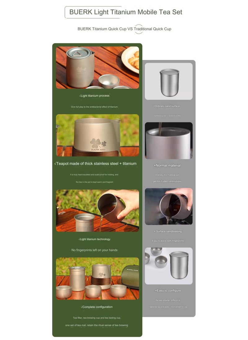 Titanium alloy portable travel tea set teapot double-layer tea cup outdoor camping tea set