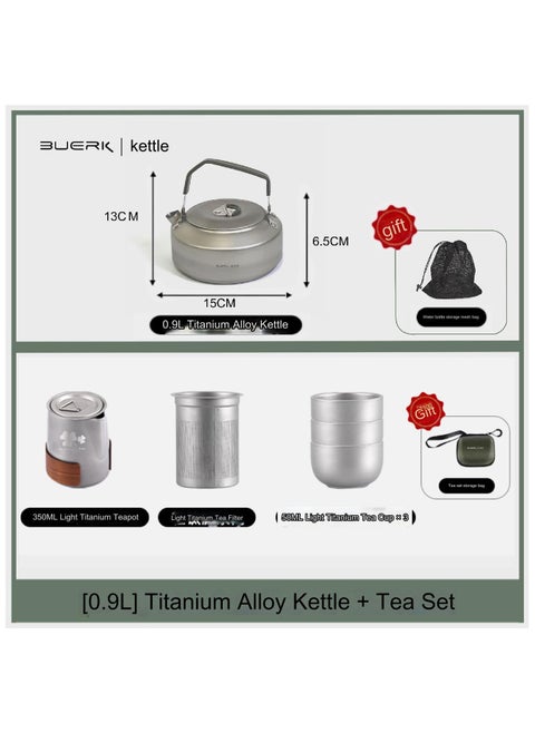 Titanium alloy portable travel tea set teapot double-layer tea cup outdoor camping tea set
