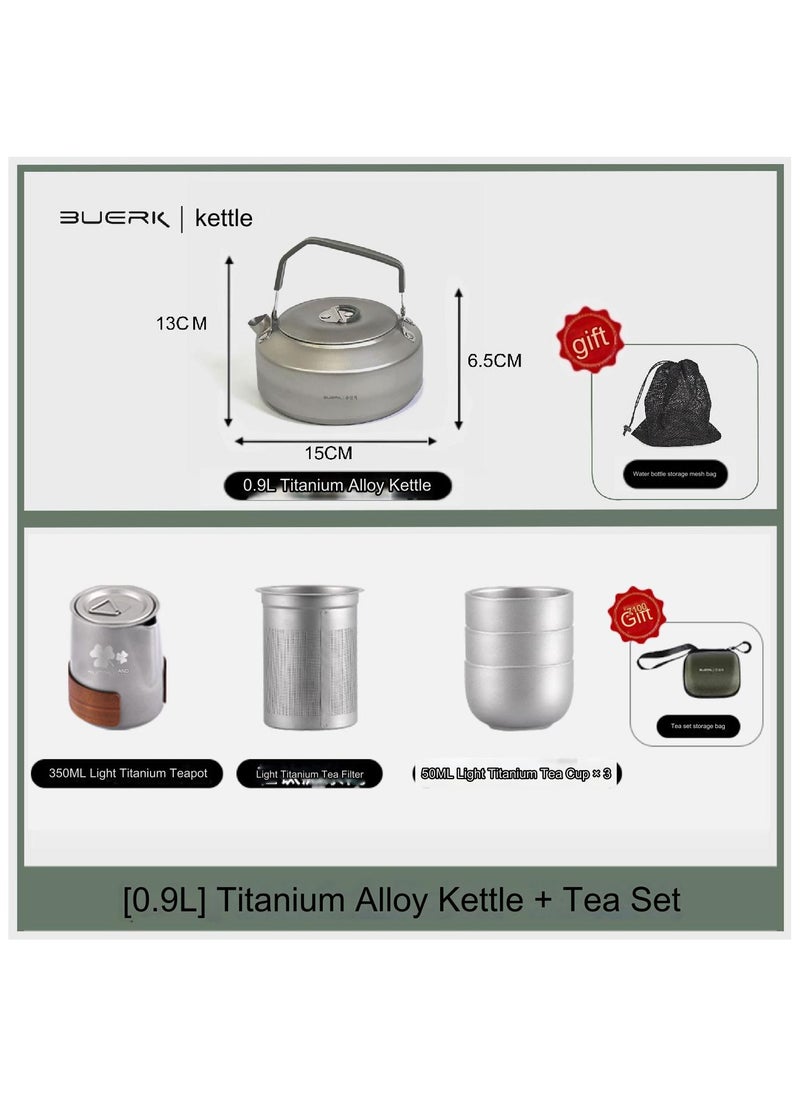 Titanium alloy portable travel tea set teapot double-layer tea cup outdoor camping tea set