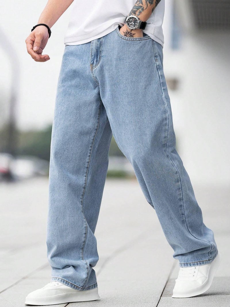 Lymio Baggy Denim Jeans Pants for Men (L-Jeans) (in, Numeric, 36, Regular, Baggy Jeans-Light Blue) - Image 2