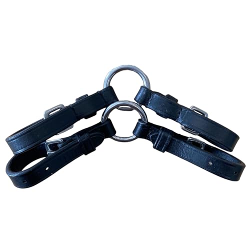 Exselle Elite Black Ringed Bit Converter - Horse Bit Converter for Equestrians, Horse Tack Accessory, Leather with Stainless Steel Ring and Buckle, Pelham Rounding, Converts to One-Rein Bits - Image 1