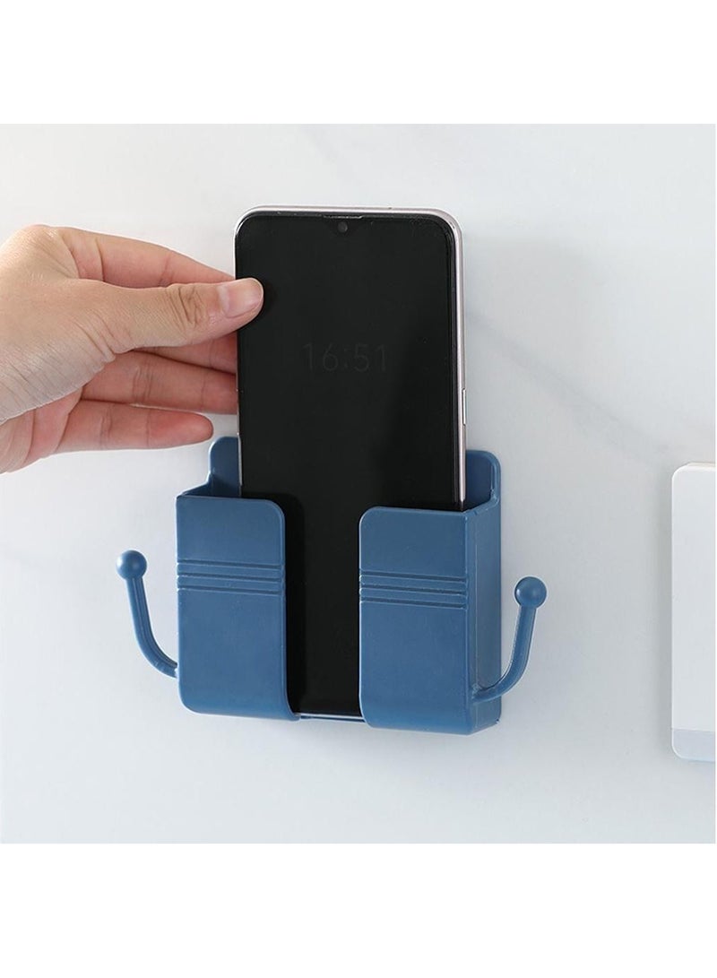 Wall Mounted Storage Box Remote Control Storage Box, Wall Mounted Remote Control Storage Box with 2 Hooks for Remote Control, Cell Phone, Headphones Blue  - Image 4