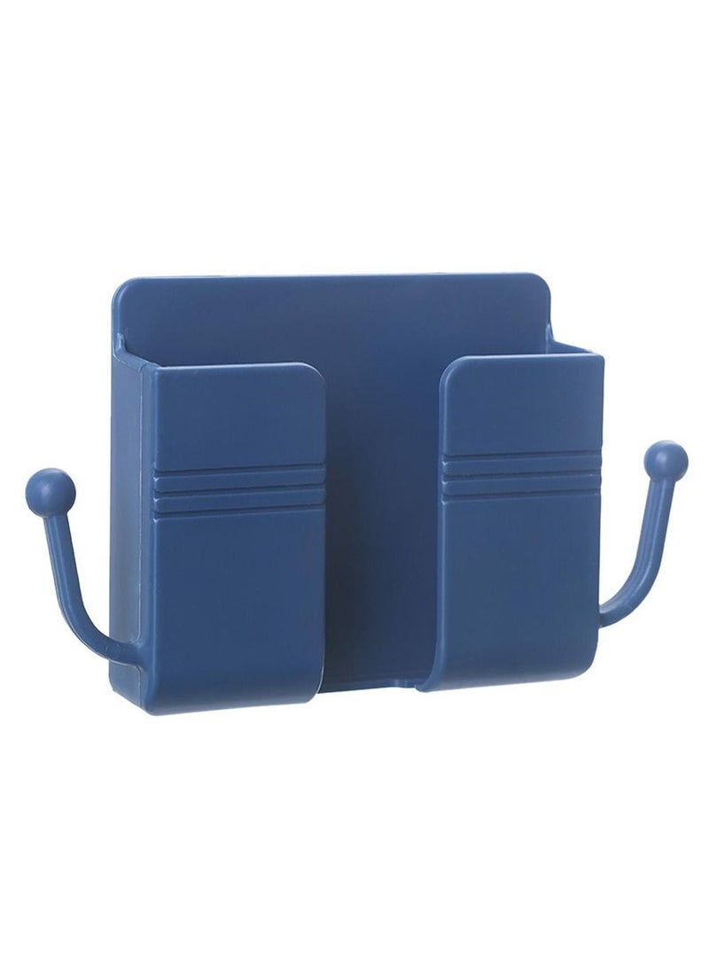 Wall Mounted Storage Box Remote Control Storage Box, Wall Mounted Remote Control Storage Box with 2 Hooks for Remote Control, Cell Phone, Headphones Blue  - Image 2